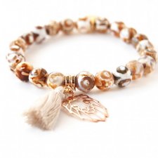 BOHO LION- bransoletka agat tybetański