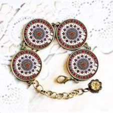 efektowna etniczna :: piękna unikalna duża bransoletka z grafiką w szkle