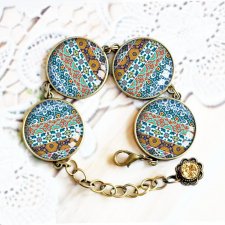 blue etno :: piękna unikalna duża bransoletka z grafiką w szkle