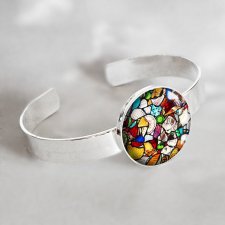 mosaic1 - nowoczesna bransoleta z dużym oczkiem szklanym z grafiką w szkle