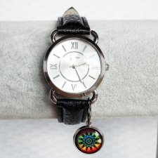 zegarek z zawieszką :: mandala kolorowa w szkle