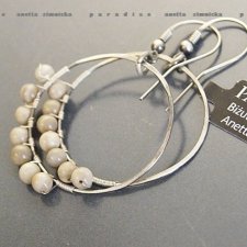 SREBRO Kolczyki , krzemień pasiasty z SANDOMIERZA