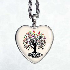 paradise tree :: naszyjnik serce z grafiką w szkle