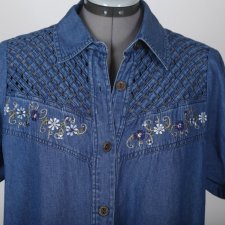 koszula dżinsowa z haftem vintage rozm M