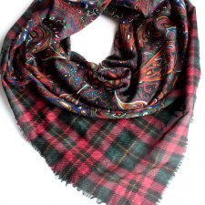 Grubsza chusta krata paisley