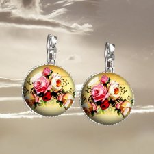 RETRO RÓZE  małe kolczyki z romantycznym bukietem