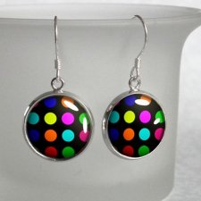 color dots :: delikatne kolczyki w kropki wiszące srebrne bigle