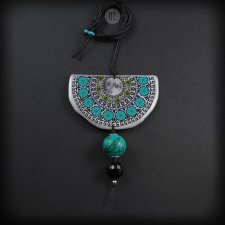 XL Turquoise Moon Mandala długi naszyjnik