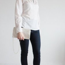 Bawełniana bluzka detale biała