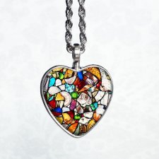 mosaic :: naszyjnik serce z grafiką w szkle