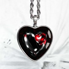 hot heart :: naszyjnik serce z grafiką w szkle