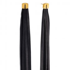 Long Tassel Leather Earrings in Gold