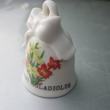 porcelanowy w miniaturze kolekcjonerski dzwonek  - AUGUST  GLADIOLUS  - kwiaty miesiąca