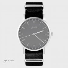 Zegarek - Simple elegance, szary - czarny, nylonowy