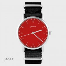 Zegarek - Simple elegance, czerwony - czarny, nylonowy