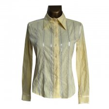 Nowa Elegancka Żółta Biała Bluzka Koszula 40 42