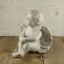 ceramiczny anioł duży siedzący