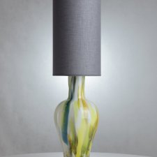 Lampa stołowa szklana APOLLO wielokolorowa z szarym abażurem