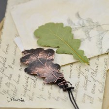 Oak- naszyjnik z prawdziwym liściem dębu