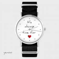 Zegarek - It is always time for love - czarny, nato