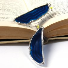 Długie, szafirowe kolczyki agatowe