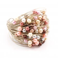 Bransoletka lniana - Justi / Stal szlachetna / Len