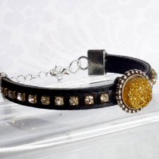 złote druzy :: skórzana bransoletka