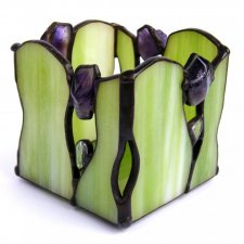 Świecznik zielony z ametystami