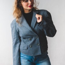 Jaeger szary wełniany żakiet 38/40