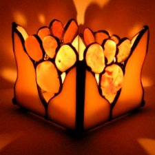 Świecznik beżowy z karneolem