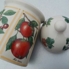 fruit garden ringtons duży porcelanowy Pojemnik z przykrywką smakowicie owocowo zdobiony