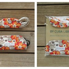 2 uchwyty na kabelki  - Kwiaty pomarańczowe