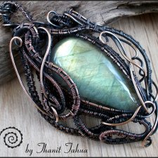 Wire wrapping misterny wisior z labradorytem