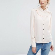 VERO MODA - KOSZULA Z FALBANKĄ - PUDROWY RÓŻ - S