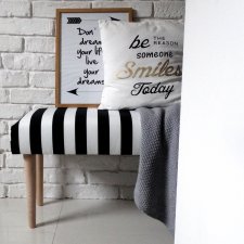 Ławka siedzisko pasy 4cm czarno-biała czarno-białe paski tapicerowana skandynawskie ławeczka NA WYMIAR