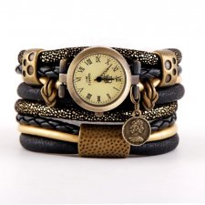 Zegarek- bransoletka złoto- czarny z monetą