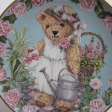 Franklin Mint - Teddy 's Garden Party   by Susan Bengry -limited edition -certyfikat   - kolekcjonerski talerz porcelanowy rzadko spotykana rzecz