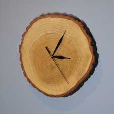 Zegar z plastra dębu, drewniany, dębowy zegar