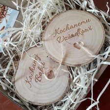 Zestaw podkładek, podstawek na Dzień Babci i Dziadka, plastry drewna z grawerem, napisem, na prezent