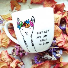 Kubek 300 ml z lamą / keep calm and say hello to llama