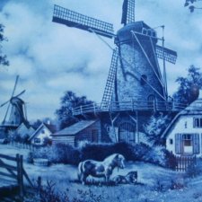 delft blue 1984 hand decorated Holland  Obrazek  Ceramiczny