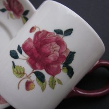 WEDGWOOD -BARLASTON ROSE - FILIŻANKA ZE SPODKIEM - NIEPOSPOLITA SERIA - PIĘKNE RÓŻANE ZDOBIENIE