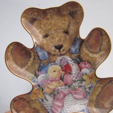 Franklin Mint - Teddy ' s  EASTER Basket by Sarah Bengry -limited edition   - unikatowa  misiowa forma - talerz  -patera kolekcjonerska