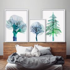 Zestaw 3 Ilustracji A3 + A4 "Watercolor Trees M"