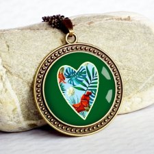 HAWAJSKIE SERCE - naszyjnik duży medalion na łańcuszku- HAWAII HEART
