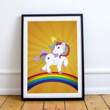 A4 Plakat JEDNOROŻEC - żółty
