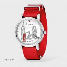 Zegarek - Londyn - czerwony, nato