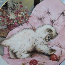 ROYAL WORCESTER 1985 crown ware   - kitten classic - little rascal     - limitowana edycja 14 dni roboczych  - kolekcjonerski talerz porcelanowy