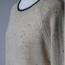 Sweter Skandynawski melanż z łatami 40