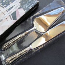 SILVER  PLATED  CAKE KNIFE & SERVER SET - NOWY SREBRZONY KOMPLET DO CIASTA